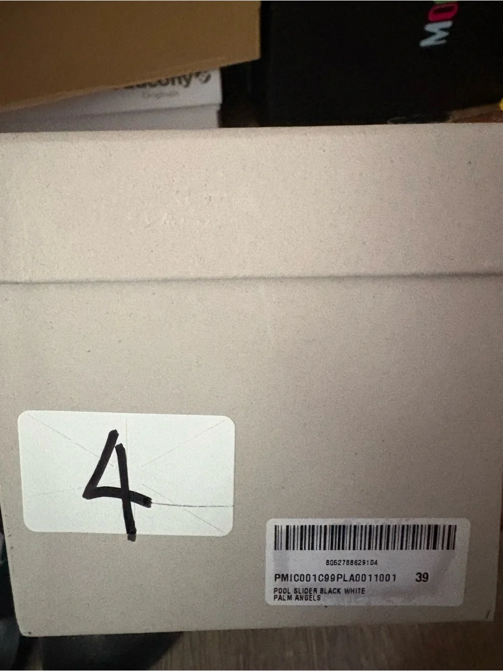 Palm Angels Black and White Slide Sandals Box